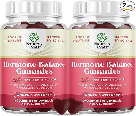 Hormone Balance for Women Gummies of All Ages - PMS Support Supplement for Women to Regulate Menstrual Cycle & Hormonal Balance Menopause & Mood Swings with Vitamin B6 & Dong Quai - 60 Chews - 2 pack