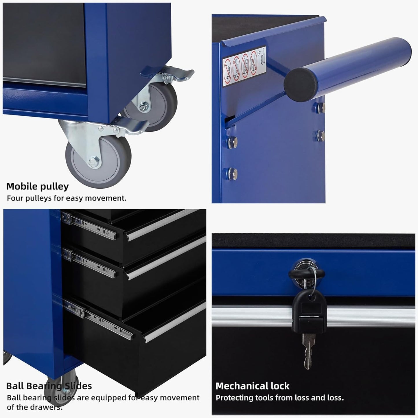 6-Drawer Rolling Tool Chest with Locking Wheels & Drawers, 13" D x 24.2" W x 36.6" H Mobile Tool Storage Cabinet, Heavy-Duty Garage Organizer w/Ergonomic Handle