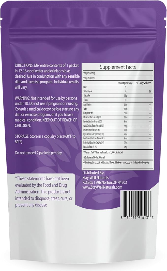 GLP-1 Supplement | GLP 1 Booster Drink Mix to Control Appetite and Cravings | Great Tasting Metabolic Support - Yerba Mate, Garcinia Cambogia, Berberine [Caffeine Free – Mixed Berry]