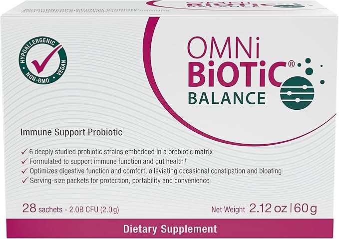 Balance Probiotic Immune Support - Bifidobacterium & Lactobacillus - Hypoallergenic - Immune Booster Supplement for Men and Women - Non-GMO (28 Daily Packets)