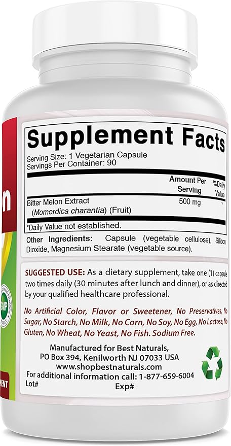 Best Naturals Bitter Melon 500 mg 90 Vcaps (90 Count (Pack of 2))