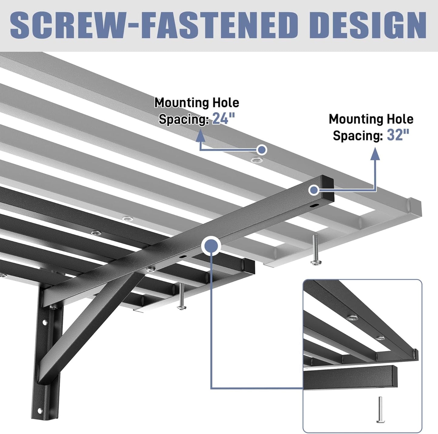 WALMANN 2 Pack Heavy Duty Wall Shelves, 2 ft x 4 ft Wall-Mounted Garage Storage Shelf, Floating Shelf, Hold 400 lbs/Shelf
