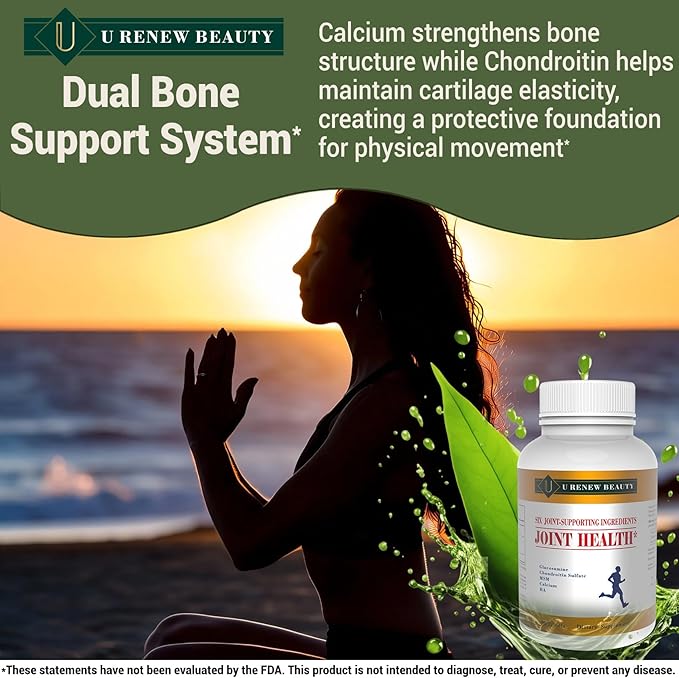 Glucosamine Chondroitin MSM and Hyaluronic Acid Supplements with Glucosamine Hydrochloride 1400mg&MSM 1350mg,Used for Cartilage & Joint Support&Flexibility,Non-GMO Ingredients,90 Tablets