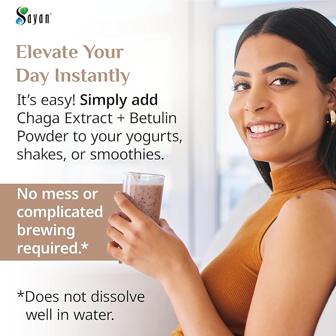 Sayan Siberian Chaga Mushroom Extract with Betulin Powder (2.2lbs)–Organic Antioxidant Blend – Support Immune System & Regulate Body Functions, Energy, Clarity, Wellness – Mix with Yogurt or Smoothies