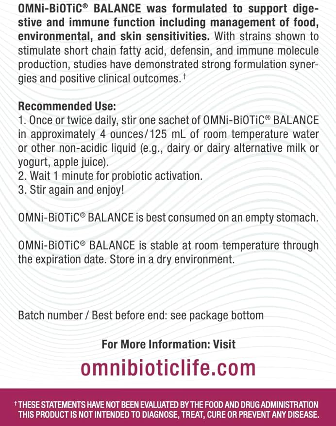Balance Probiotic Immune Support - Bifidobacterium & Lactobacillus - Hypoallergenic - Immune Booster Supplement for Men and Women - Non-GMO (28 Daily Packets)