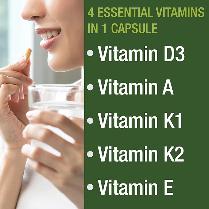 DAKE Vitamin Supplement. Essential Vitamins D 5,000 iu + A + K + E All In 1 Easy to Swallow Vegan Capsule. ADK Vitamin Supplement With E D3 K2. Essential Vitamins For Mood, Immune, Bone, Vision, Heart