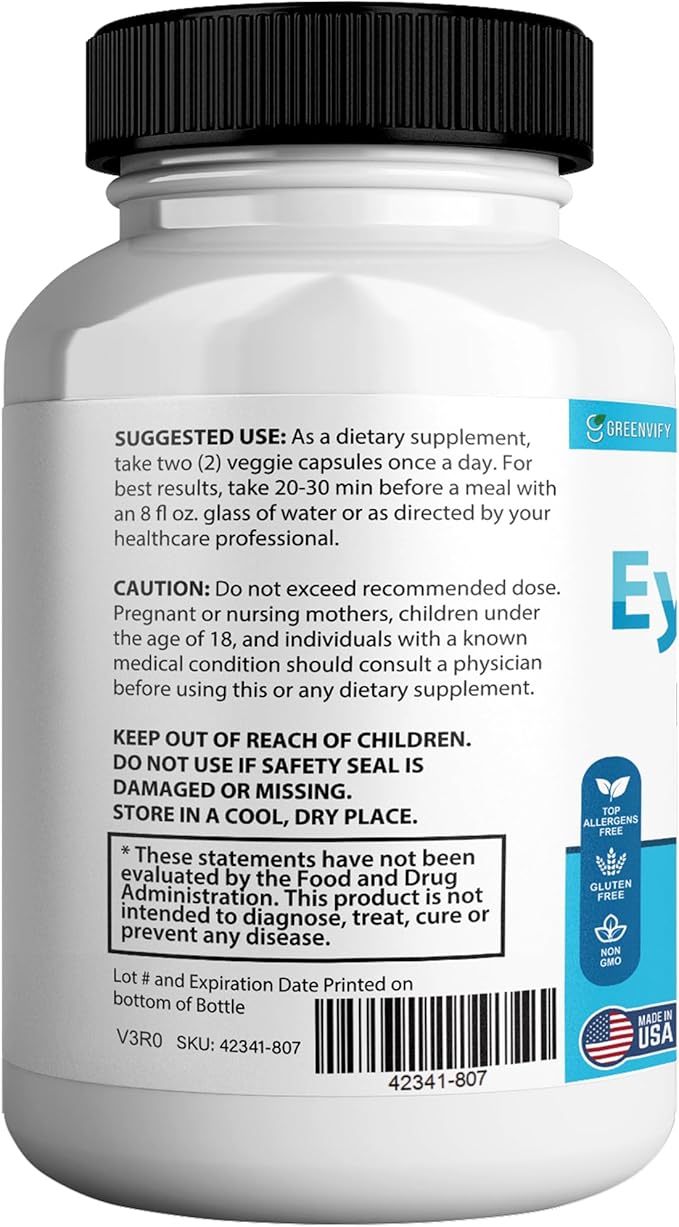 EyeGenics Max Vision Support Supplement, 60 Capsules, Maximum Strength Eye Health Formula with Lutein, Bilberry Extract, Vitamins (2)