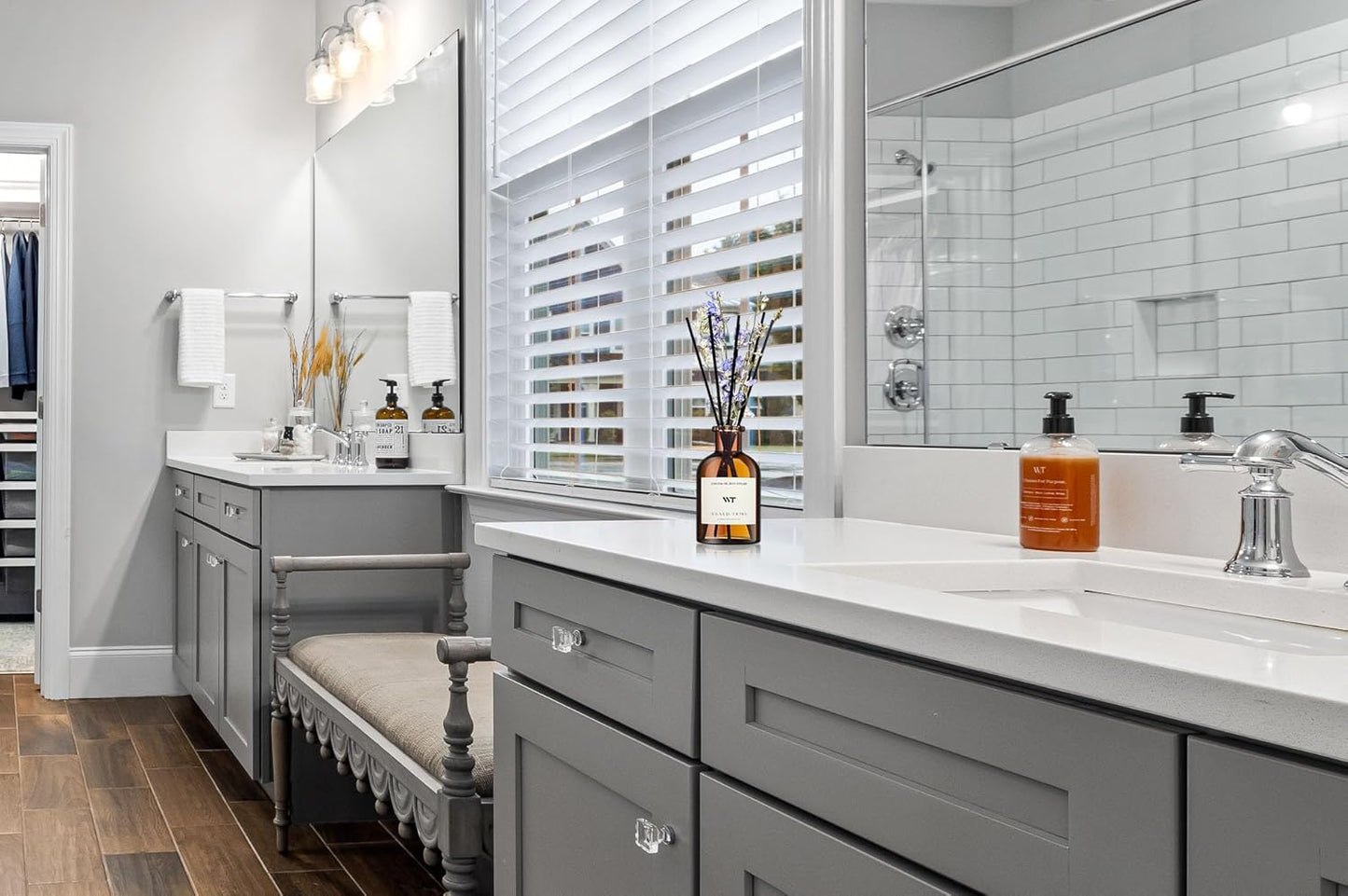 WEALD TRIBE Reed Diffuser Set for Bathroom Air Fresheners, Oil Diffuser Sticks | Fresh Linen Scent 4.0 fl oz Home Fragrance with Sticks Defusers | House Bedroom Office Shelf Decor