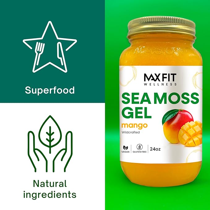 Sea Moss Gel Raw (12 Flavors) 24oz Wildсrafted Gold Sea Moss Gel from Saint Lucia | 92 Vitamins and Minerals | Pure Raw+Non-GMO | Vegan Superfood