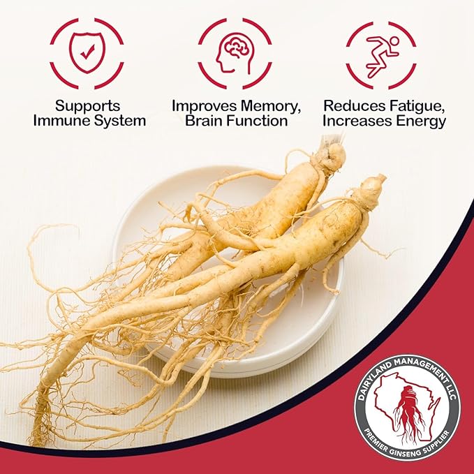 Dairyland American Ginseng Slices - 8 oz Pack Wisconsin Ginseng Slices – Certified Something Special from Wisconsin - Non-GMO, Gluten Free Sliced Root - Herbal Supplement in Soup, Tea, Congee