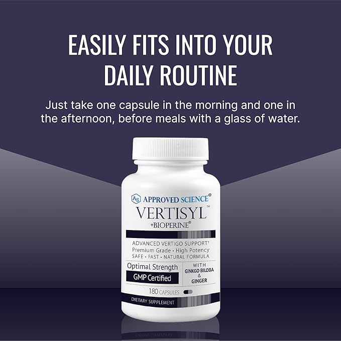 Approved Science VertiSyl - Ginkgo Biloba, Ginger, Vitamin D3, BioPerine - 180 Capsules - 3 Month Supply
