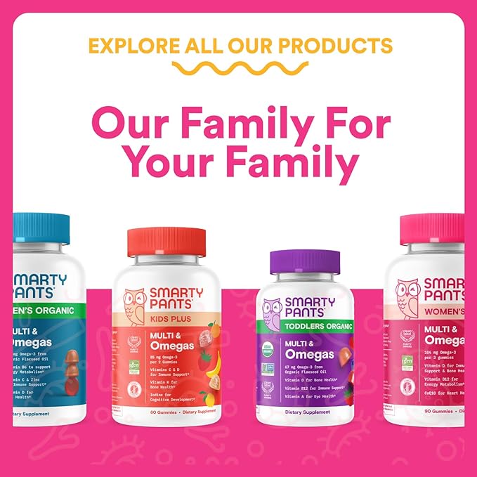 SmartyPants Kids Probiotic & Prebiotic Gummies for Digestive Health: Gut Health Supplement, Clinically Studied Prebiotic for Immune Support, Grape, 60 Count (30 Day Supply)