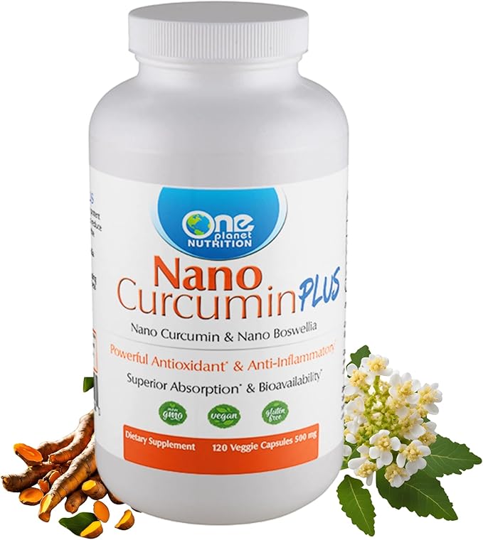 Nano Curcumin Plus 500 mg Veggie Capsules (240 Servings), Nano Curcumin with Boswellia for High Absorption, Supports Joint and Immune Health, Non-GMO, Vegan, Gluten-Free