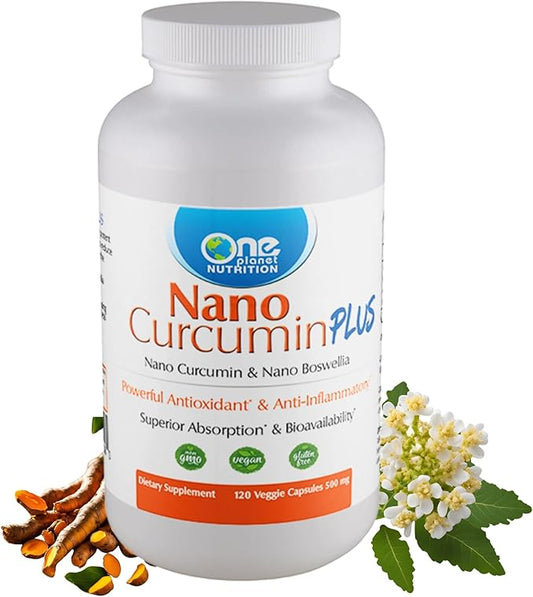 Nano Curcumin Plus 500 mg Veggie Capsules (240 Servings), Nano Curcumin with Boswellia for High Absorption, Supports Joint and Immune Health, Non-GMO, Vegan, Gluten-Free