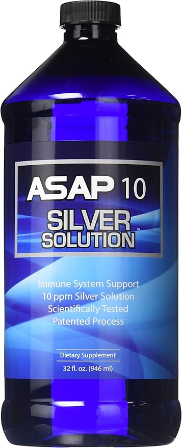 American Biotech Labs - ASAP 10 Silver Solution - Immune System Support, 10 ppm Silver Solution Dietary Supplement - 32 fl. oz.