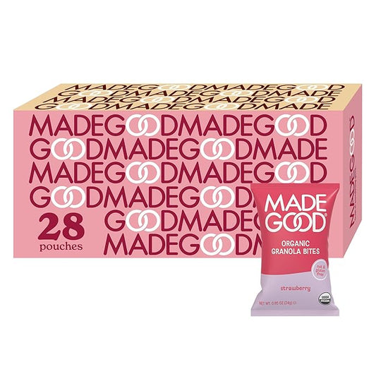 MadeGood Strawberry Granola Bites, 28 Count, Gluten Free and Organic Snacks