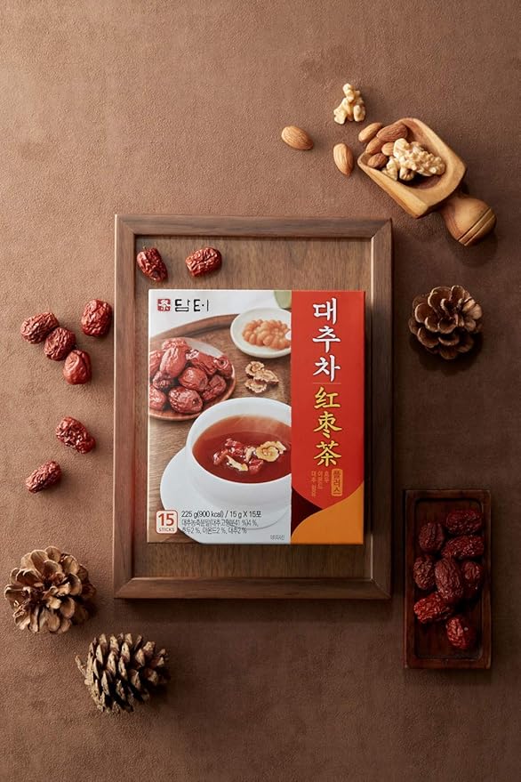 Damtuh Korean Traditional Jujube Tea, Jujube Powder, Red Date Instant Tea, 15g x 15 Count (Pack of 1)