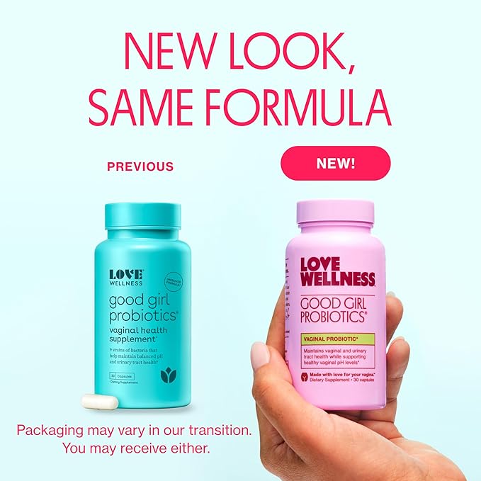 Love Wellness Good Girl Probiotics | Women's Vaginal Health Supplement | Vaginal Probiotics for Women pH Balance & Urinary Tract Health | Support Vaginal Odor & Flora | Old Formula | 30 Day Supply