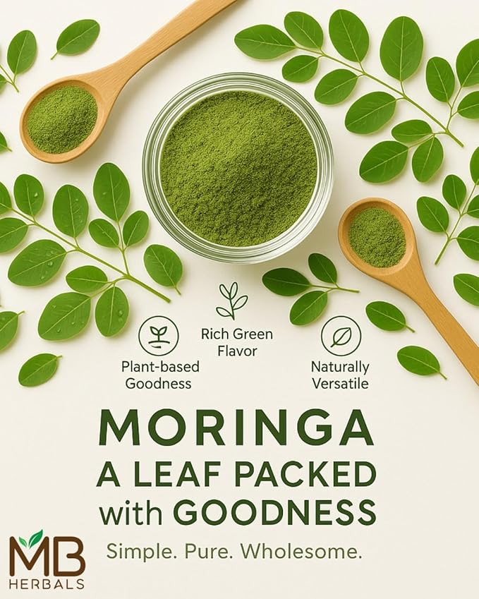 MB Herbals Moringa Leaf Powder 1 lb / 16 oz (454 Gram) | 100% Pure Moringa Powder | Easily Mixes in Drinks & Smoothies | No Preservatives