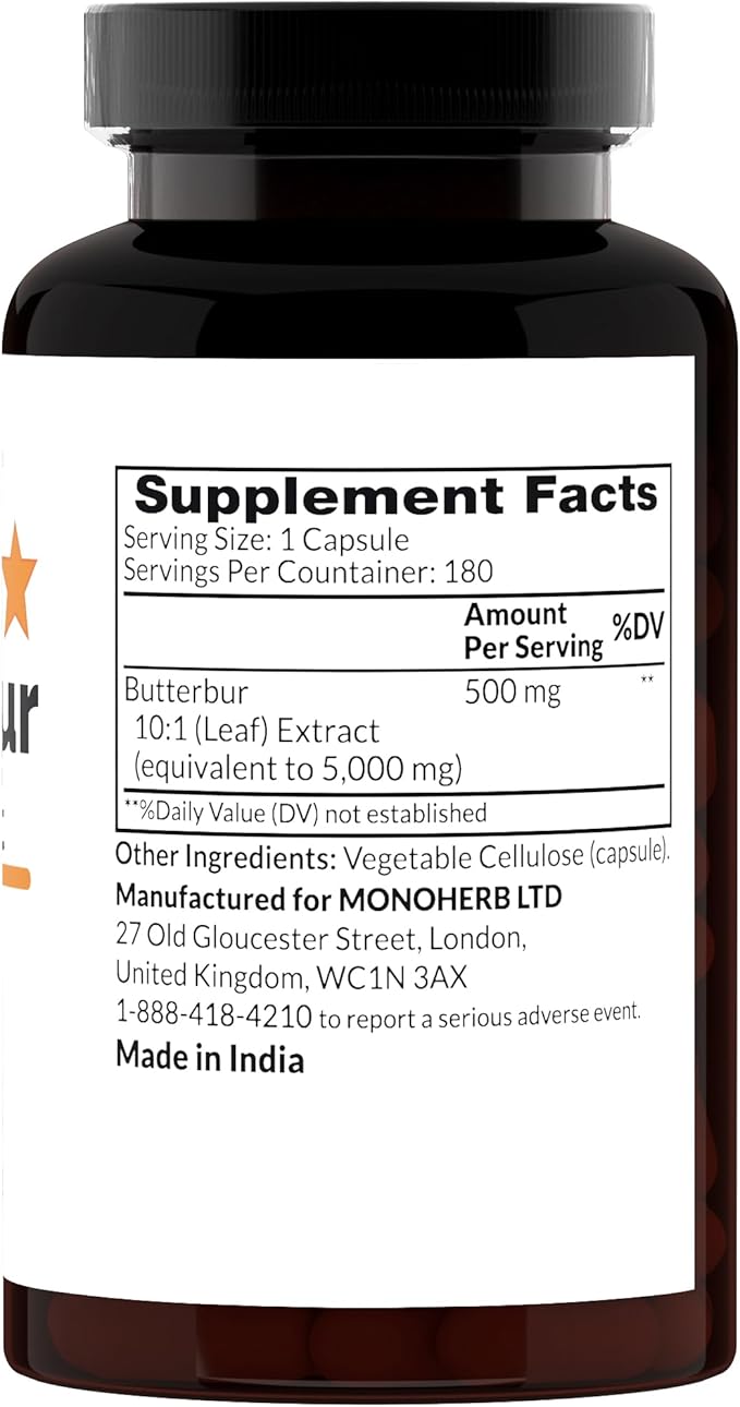 Butterbur Extract 500 mg - 180 Capsules