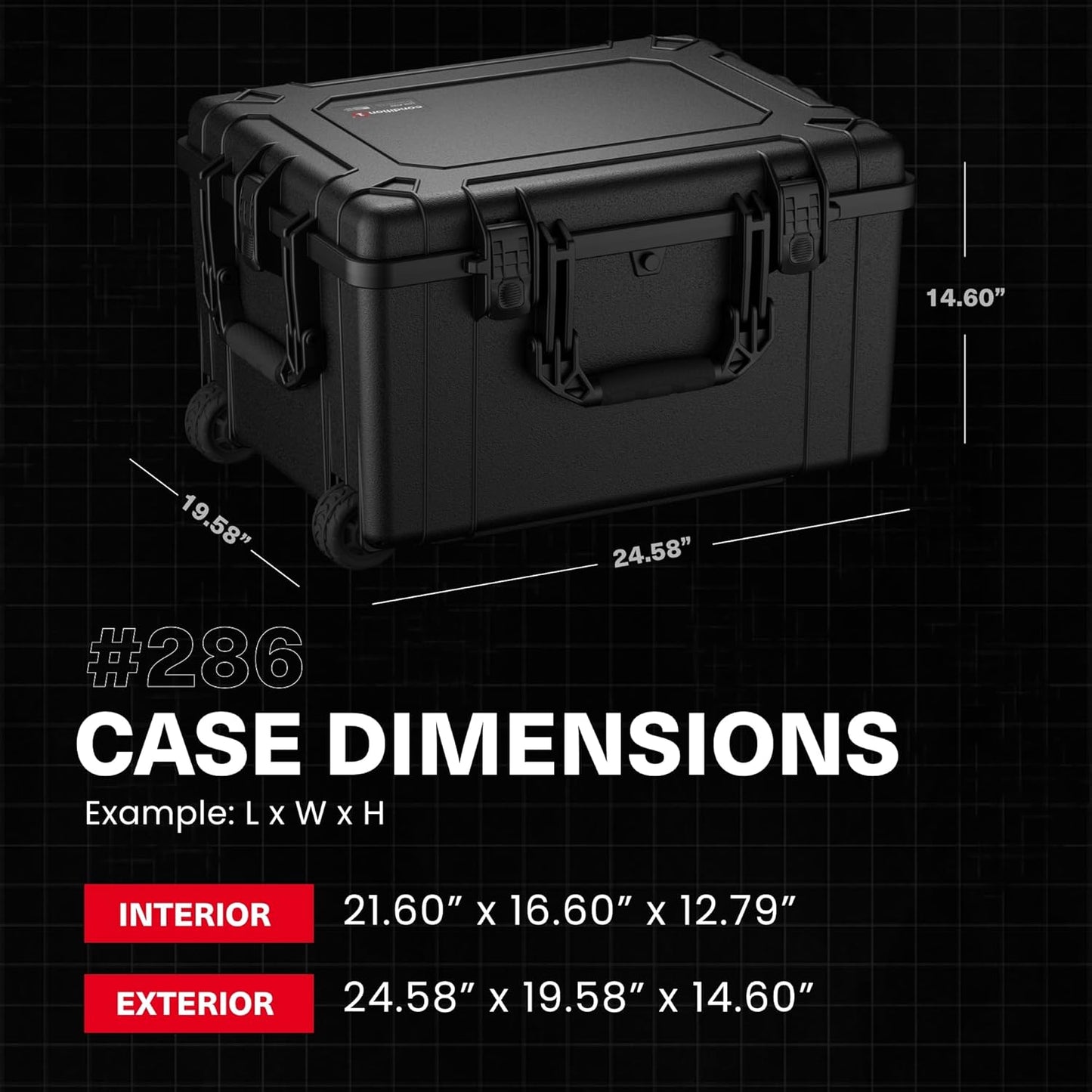 Condition 1 25" Large Rolling Hard Travel Case Model 286, Lockable Storage Box with Wheels and Handle, Waterproof Dustproof TSA Friendly, Made in USA, 24.58"x19.58"x14.60" Tan