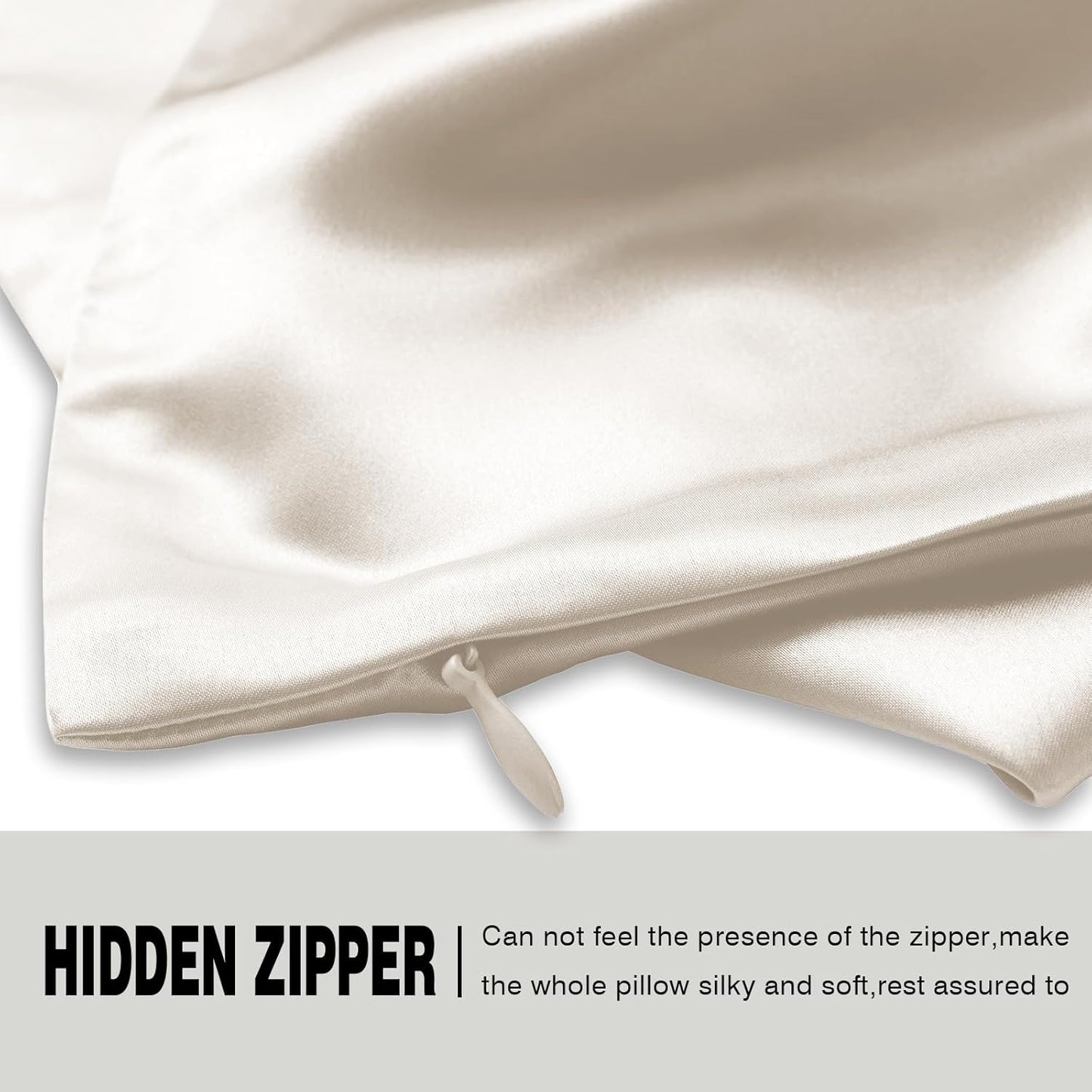 Mulberry Silk Pillow Cases for Hair and Skin King Size Silk Pillowcase with Zipper Soft Breathable Smooth Cooling Satin Silk Pillow Covers for Sleeping (Beige,20"X 36",1Pcs)