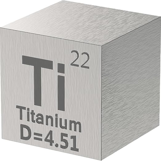 Titanium Cube - Metal Element Cubes - Laser Engraved Density Cube Set for a Periodic Table of Elements Collection - (Titanium, 10mm)