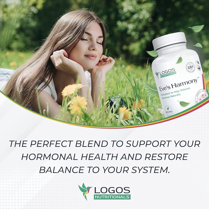 Eve's Harmony Menopause Supplement, Hormone Support for Women with Soy Isoflavones, Black Cohosh & Red Raspberry, Non-GMO Natural PMS & Menopausal Symptom Support, 60 Capsules