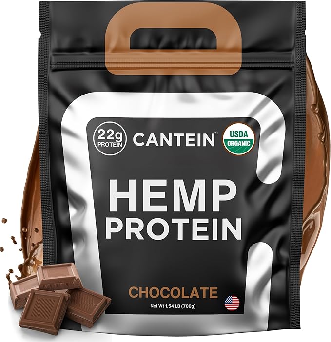 Organic Hemp Protein Powder, Plant Based and Vegan Protein Shake, Lactose and Dairy Free, Gluten Free, Clean and Natural- Chocolate (20 Servings)