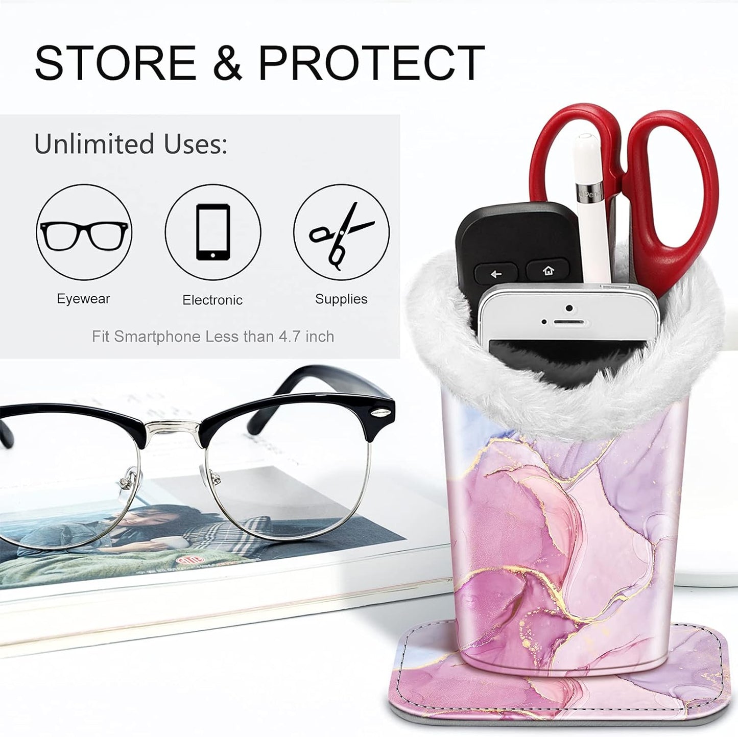 Fintie Plush Lined Eyeglasses Holder, Glasses Stand Case, Anti-scratch Glasses Storage Organizer for Desk, Nightstand, Office