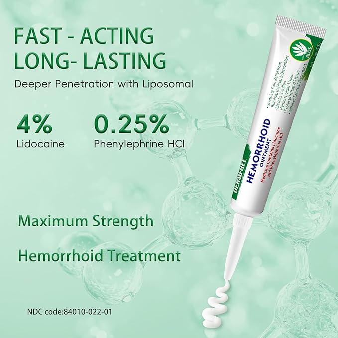 Hemorrhoid & Fissure Ointment,Hemorrhoid Treatment Cream with Phenylephrine HCl,Fast Relief from Swelling, Burning, Itching,Internal and External Hemor rhoid Cream with Aloe and Glycerin-1.5oz