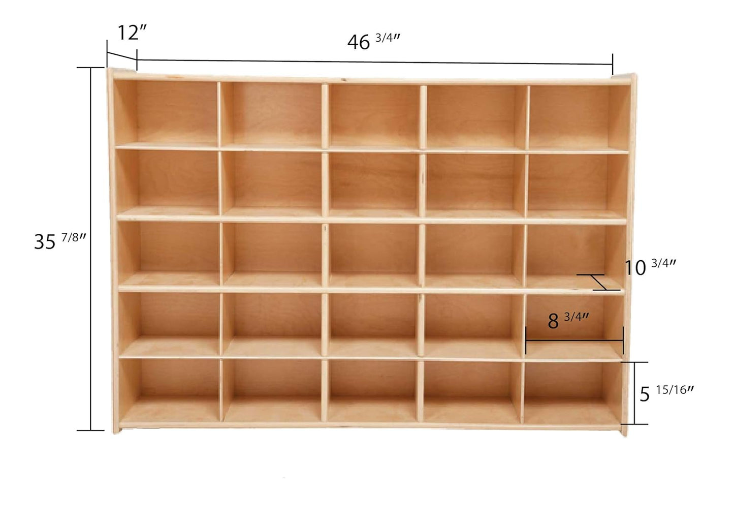 Contender 25 Cubbies Storage Cabinet with Assorted Color Trays, Kids Toys, Art and Craft Shelving Unit, Hardwood Shelf for Kindergarten, Homeschool, Office