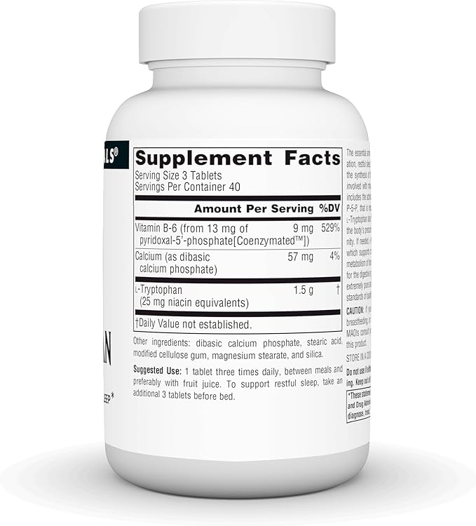Source Naturals L-Tryptophan with Coenzyme B-6, 500mg - 120 Tablets