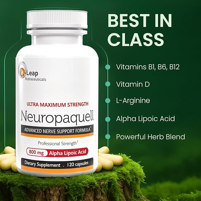 Platinum Health Alpha Lipoic Acid for Neuropathy Nerve Pain Support, Supplement, B Vitamins, L Arginine, All Natural Maximum Strength Neuropaquell for Discomfort in Feet, Hand, Toes,120 Capsules,800mg