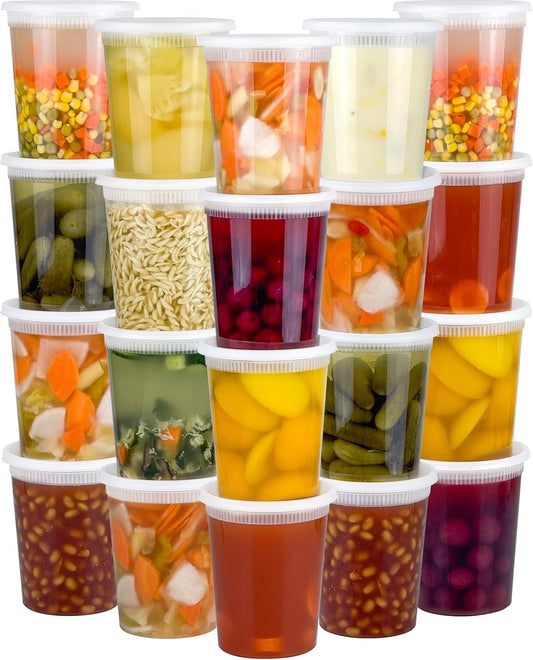 40 Sets (80-Piece) Deli Containers with Lids 32 oz, Leak-Proof & BPA Free Airtight Takeout Plastic Food Storage Containers for Soup, Freezer/Microwave/Dishwasher Safe