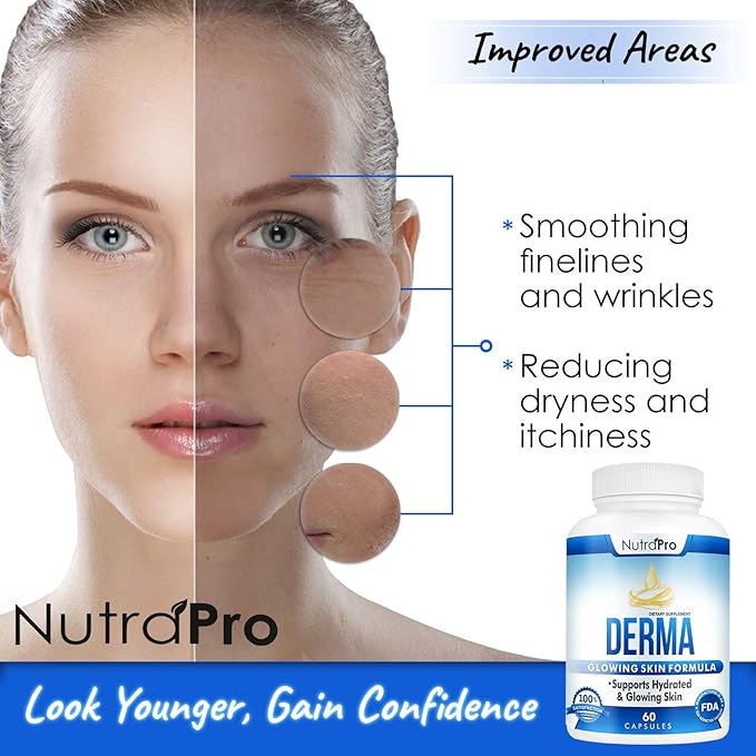 Dermal Repair Complex for Hydrated, Glowing Skin –Anti Aging Supplement with Phytoceramides & Alpha Lipoic Acid. Fast Results Hydration Pills Enhances Smoothness & Reduces Wrinkles. 60 Liquid Capsules
