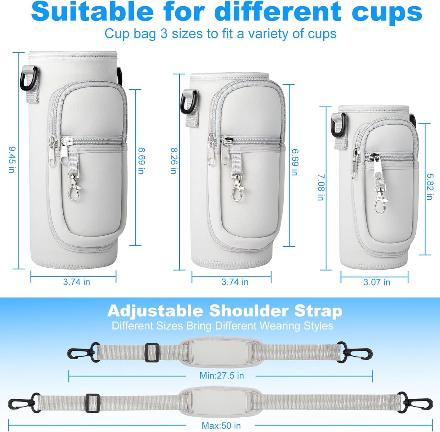 Water Bottle Holder with Strap for Hydroflask 32oz 40oz, Carrier Sling Bag with Phone Pocket Water Bottle Sleeve for Men Women Hiking Camping Travelling