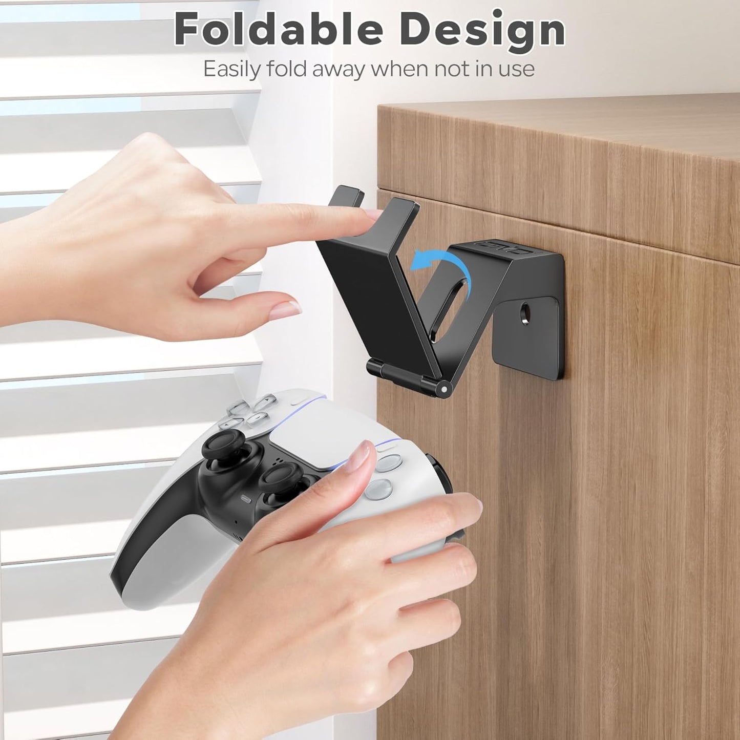 OIVO Controller & Headset Wall Mount Holder Stand, Foldable Headphone Stand, Gaming Controller Holder Hanger Hook, Universal Storage Organizer Controller/Earphone/Game Accessories-6 Packs