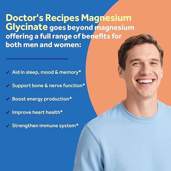 Doctor’s Recipes Magnesium Glycinate 420mg with Vitamin B6 & D3 | Enhanced Absorption with Black Pepper | Supports Nerve, Sleep & Heart Health | Non-GMO, 90 Vegan Capsules