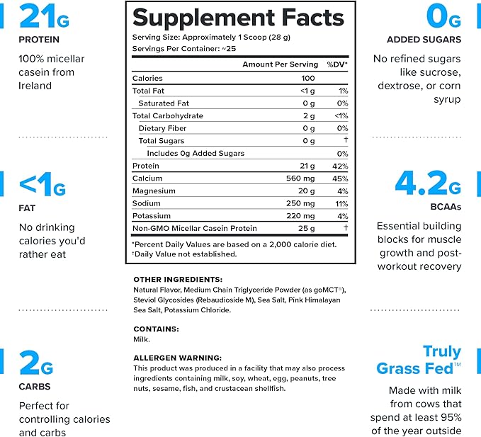LEGION Casein+ Casein Protein Powder (Salted Caramel) - Slow-Release Micellar Casein Protein Powder - Non-GMO, Gluten-Free & Naturally Sweetened Casein Powder from Grass-Fed Cows