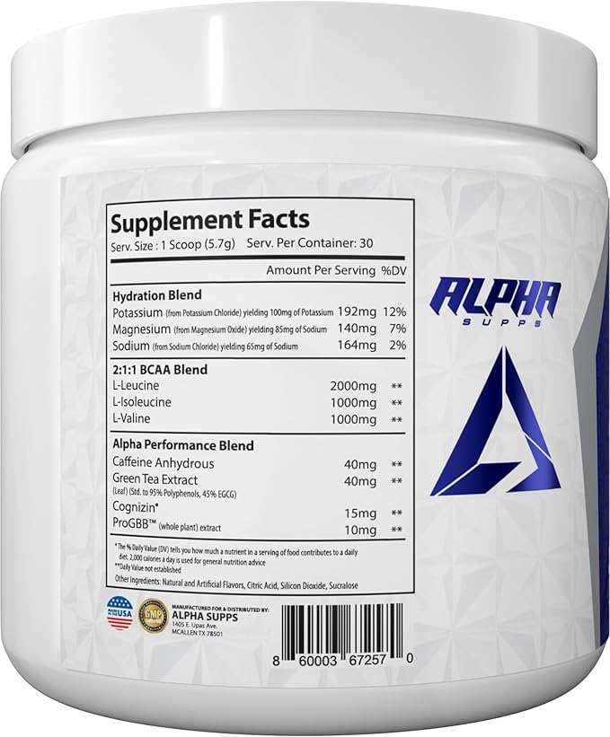 Amino NRG+ BCAA Amino Energy Recovery Powder - Hydration Blend with Electrolytes - Focus Blend for Optimal Performance Support in Men & Women (30 Servings, Fruit Burst)