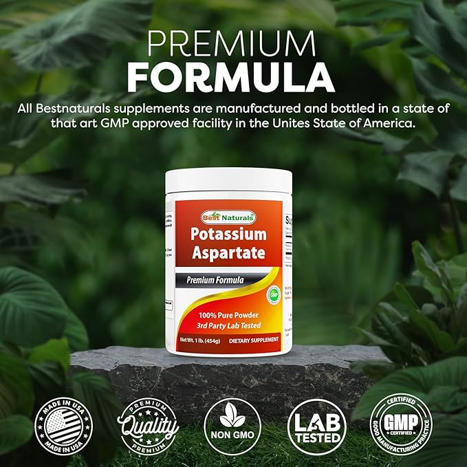 Best Naturals Potassium Aspartate Pure Powder 1 Pound