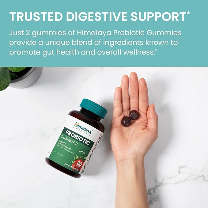 Himalaya Probiotic Gummies, Strawberry Flavor, Supports Digestive Health, Vegan, Gluten-Free, 60 Count
