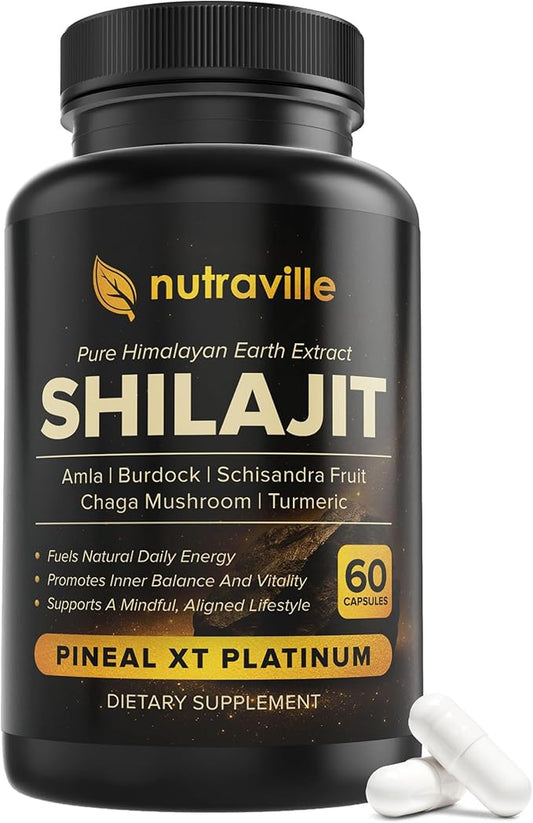 Pineal XT Platinum – Pure Himalayan Shilajit Supplement – Supports Energy, Brain Health & Memory - Rapid Pineal Gland Decalcification Cognitive Health Support – 60 Veggie Capsules