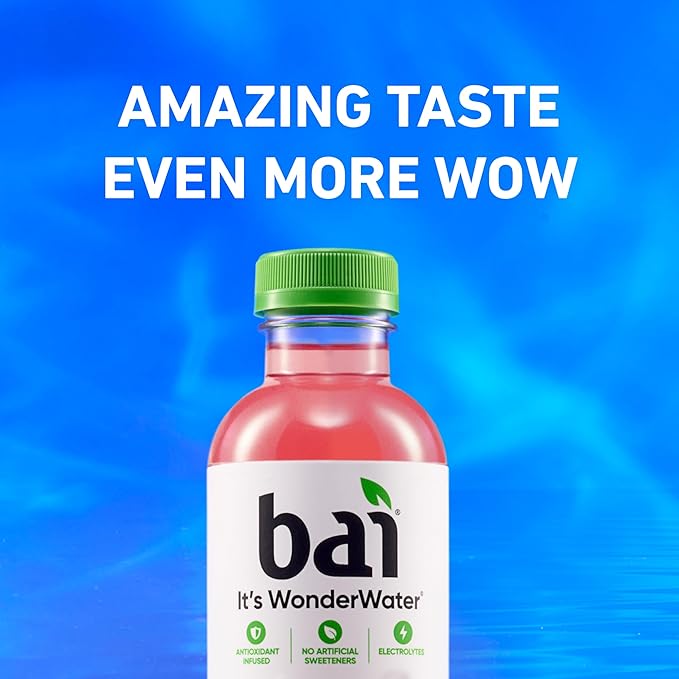 Bai Antioxidant Infused Water Beverage, Kupang Strawberry Kiwi, with Vitamin C and No Artificial Sweeteners, 18 Fluid Ounce Bottle, 12 Pack