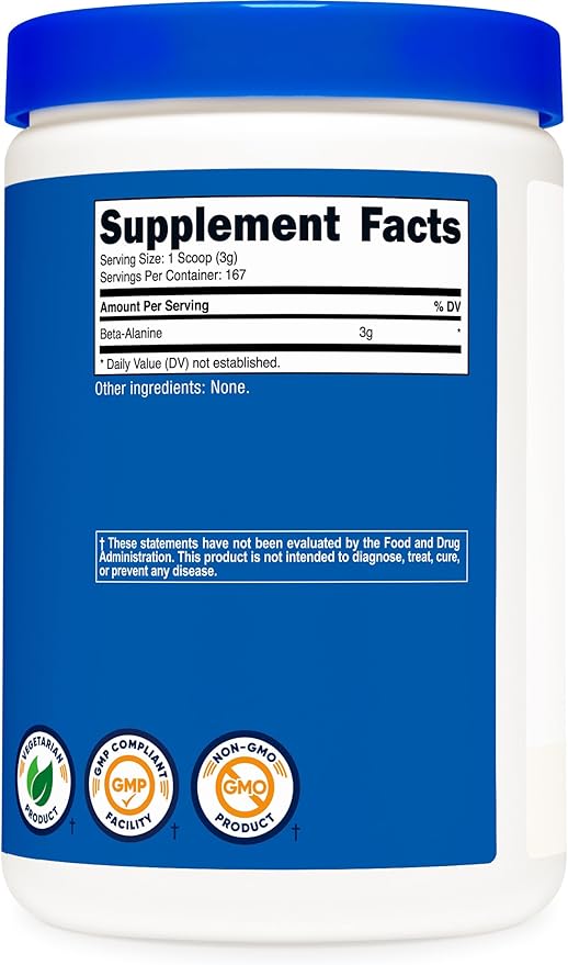 Nutricost Beta Alanine Powder 500 Grams (1.1lbs) - Pure Beta Alanine, Gluten Free & Non-GMO