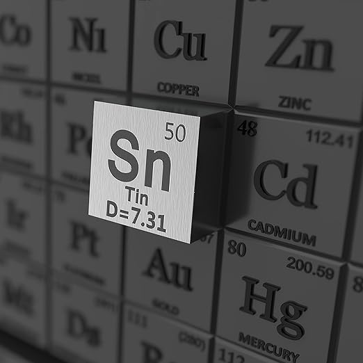 Tin Cube - Metal Element Cubes - Laser Engraved Density Cube Set for a Periodic Table of Elements Collection - (Tin, 10mm)