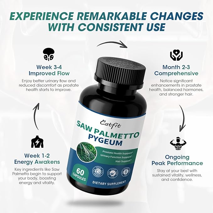 Saw Palmetto for Men 500mg - Prostate Health Supplements for Men DHT Blocker with Pumpkin Seed Oill, Pygeum - Urinary Health and Hair Support, 60 Count