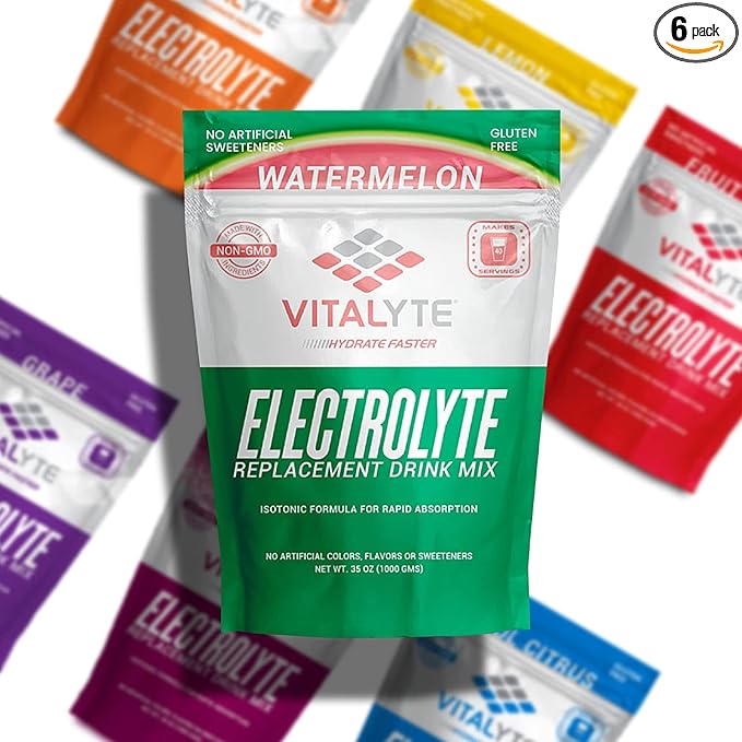 Vitalyte Electrolyte Powder Drink Mix, Isotonic Electrolyte Hydration Mix, Case Pack (6 Pack, Watermelon)