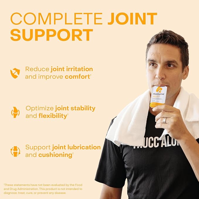 Healthycell Joint Health & Mobility Daily Liquid Supplement - Joint Support Supplement, Inflammation Response, Cartilage & Flexibility with Curcumin, Glucosamine & Chondroitin - 14 Gel Packs